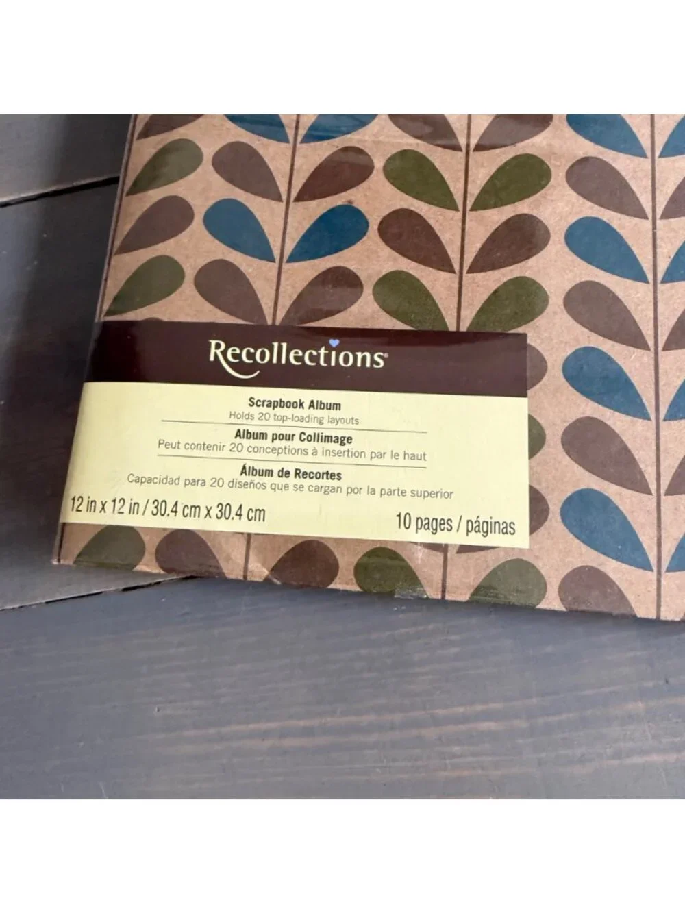 Recollections Scrapbook Album Midcentury Modern Leaf Pattern 10 Pages